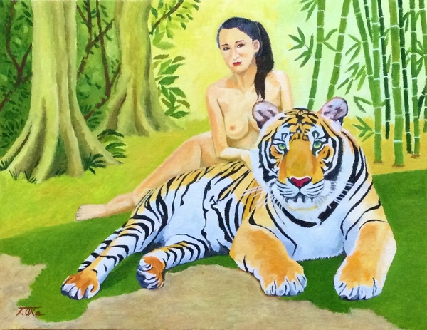 虎と裸婦