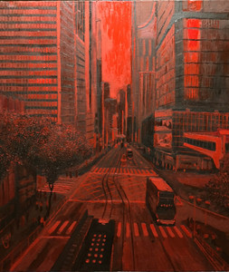 Title:「まっかな香港」 Artist:「ムサシ」 Comment:「真っ赤な香港を描きました。2019年制作。」 ART-Meter