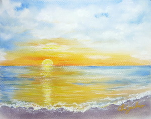 Title:「夜明け」 Artist:「chizuko」 Comment:「夜明けの光る海」 ART-Meter