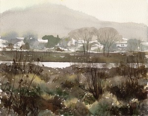 Title:「川の向う冬」 Artist:「n.kingyo」 Comment:「枯草、冬枯れの木々、彩度の落ちた紫がかった茶色の風景。冬の河川敷です。」 ART-Meter