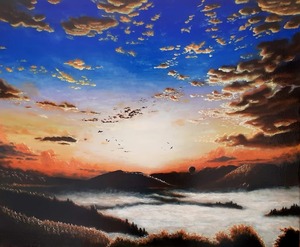 Title:「夕陽」 Artist:「noriyuki」 Comment:「地元の山からみた夕日を描きました。
夕陽を浴びた時の暖かさやせつなさ、優しさ、自分の思い出を感じれたら幸いです。」 ART-Meter