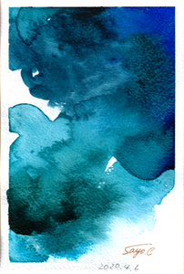 Title:「海」 Artist:「千浦小夜」 Comment:「さまざまな色調の青が混ざり合って、透明感が美しい作品です。」 ART-Meter