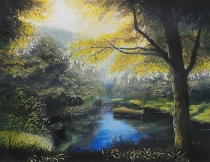 Title:「昼下がりの耀き」 Artist:「noriyuki」 Comment:「近所の公園の風景です。
午後の少し黄金色の光に当てられて耀くいつもに風景が綺麗で描いてみました。」 ART-Meter